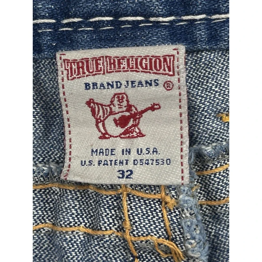 True Religion Joey Super T Mens 32x32 Made in USA Blue Straight Slim-Flare Y2K